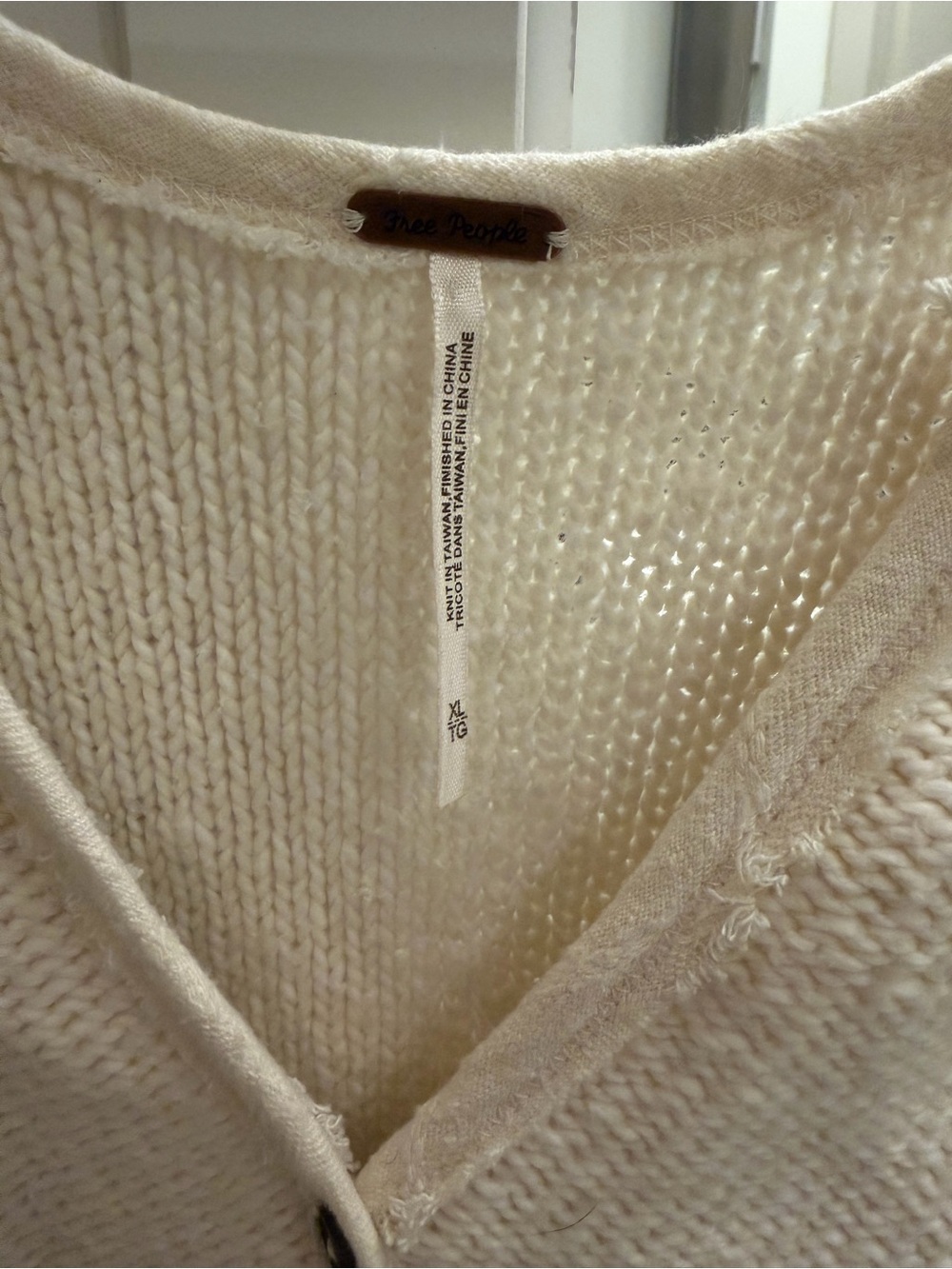 FP Cream Button-Front Ruffle Hem Sweater - Picture 3 of 3